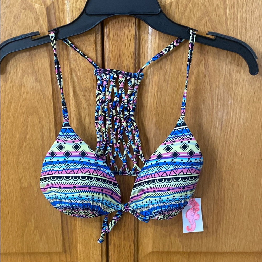 Coral Tropics brand Multicolor Aztec Print Bikini Top. Size medium, new with tag
